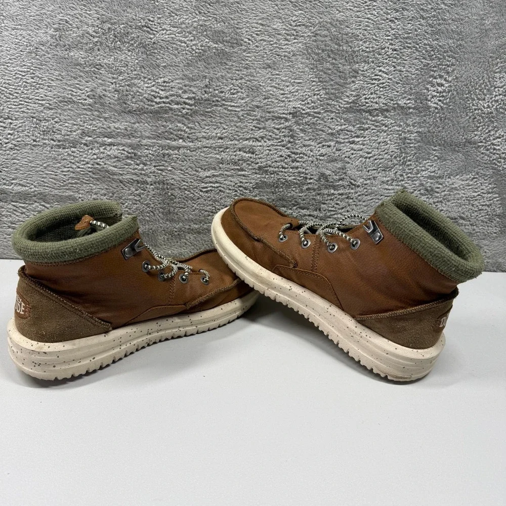 Hey Dude Bradley Boot Youth Walnut Leather Mid Top Shoes 40269-267 Size 4